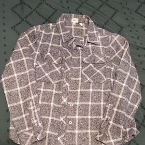 BKE Charcoal and White Plaid Shirt